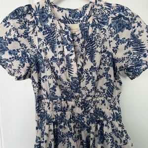 Anthropologie Blue and White Floral Somerset Maxi Dress